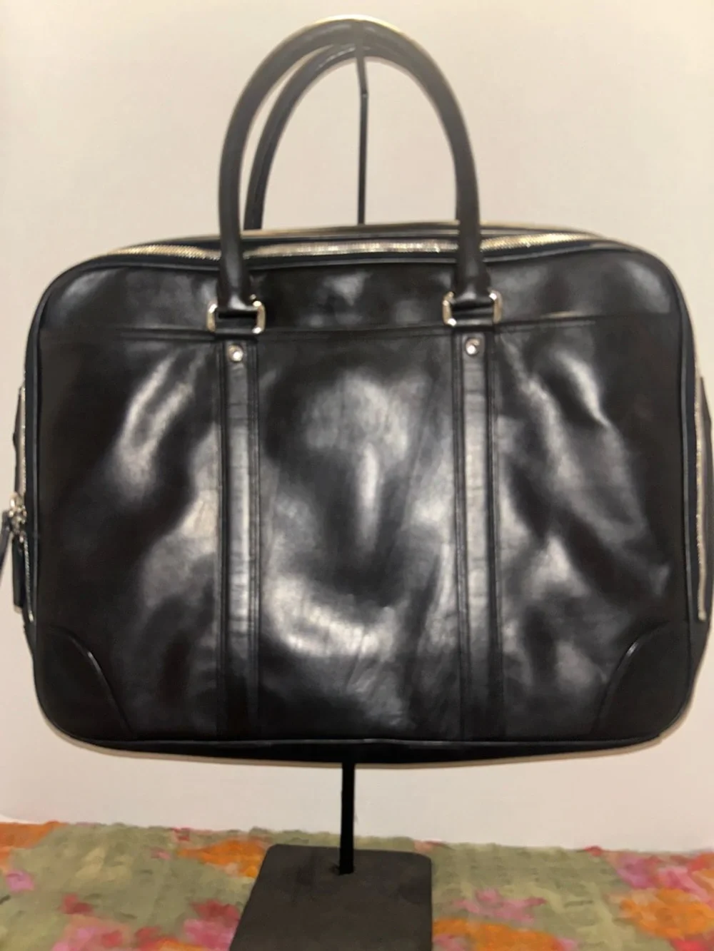 COACH Sleek Black Leather Briefcase Tote